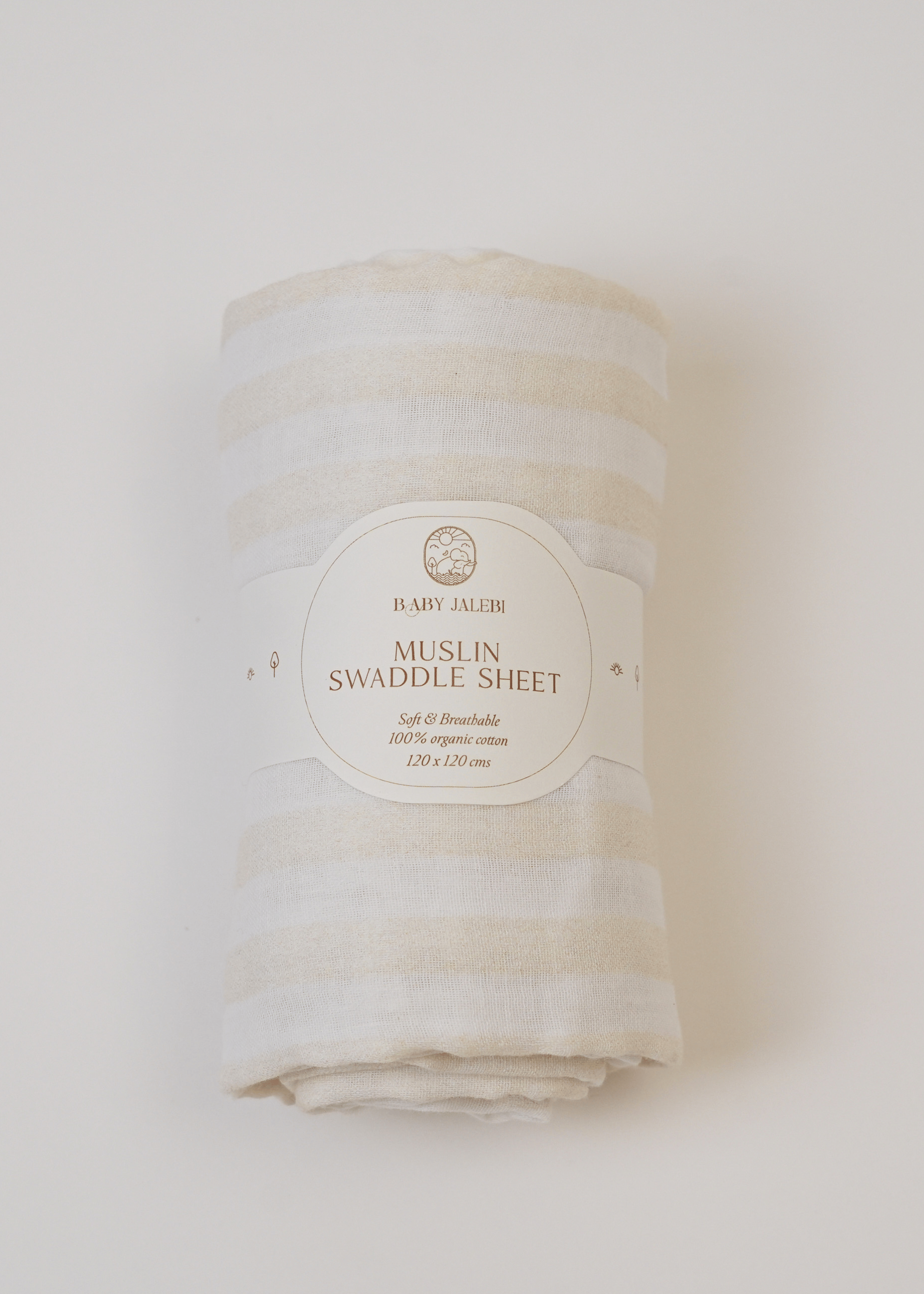 Beige stripes Organic Muslin Swaddle