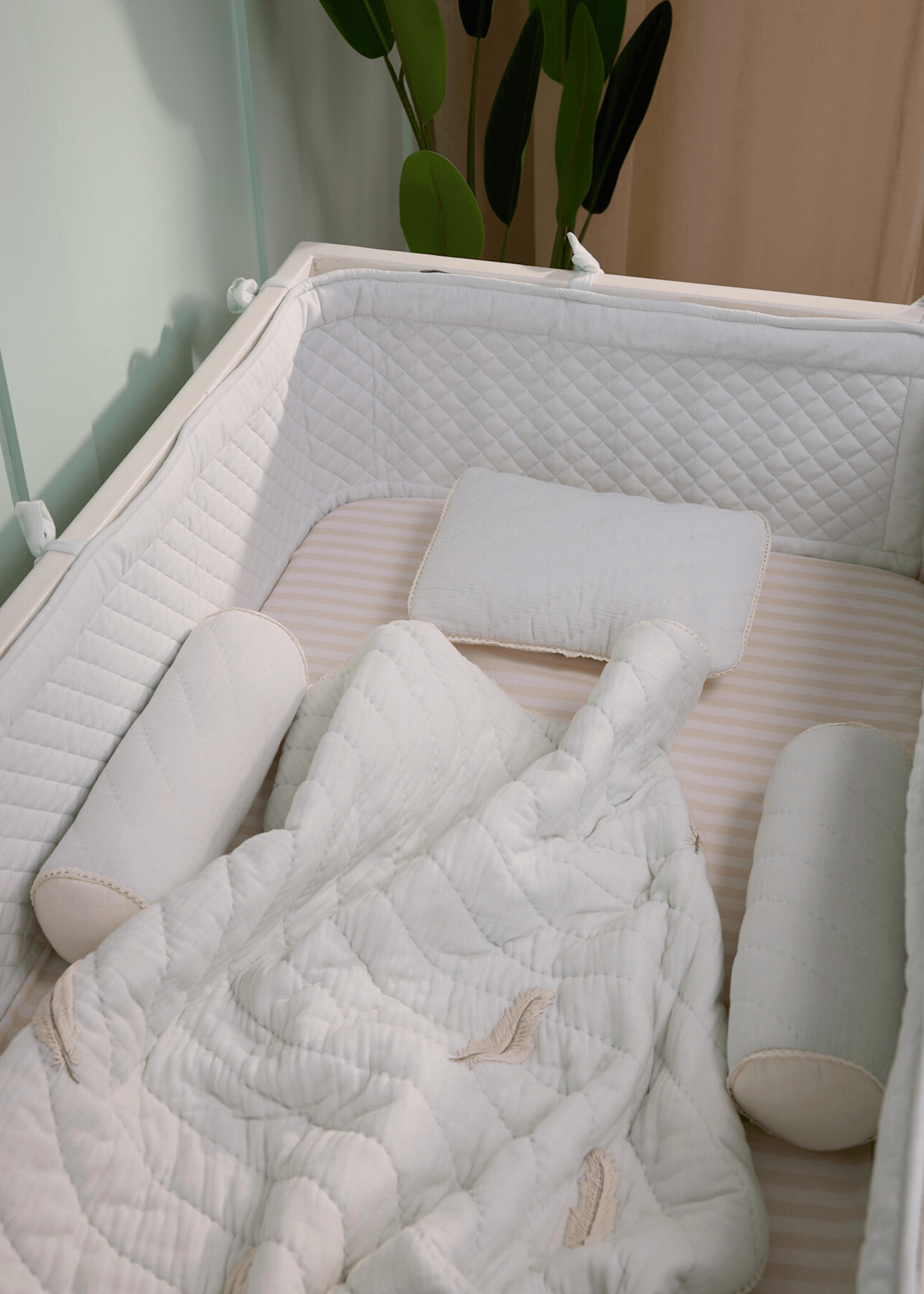 Whispering Plume Complete Cot Bedding Set with Bumper