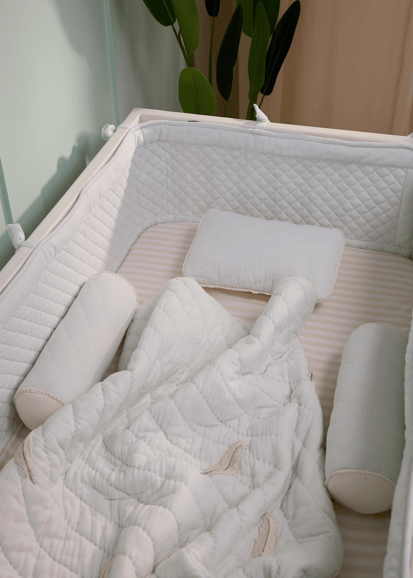 Whispering Plume Complete Cot Bedding Set with Bumper