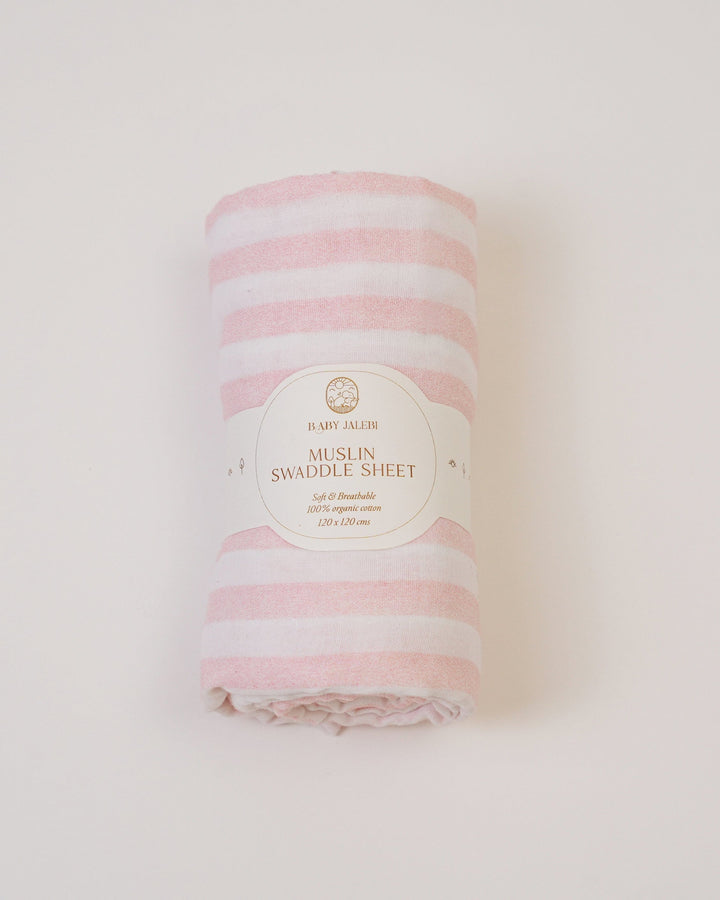 Pink stripes muslin swaddle